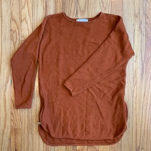 Michael Kors Burnt Orange Sweater with Side Gold Zipper Detail, sz S